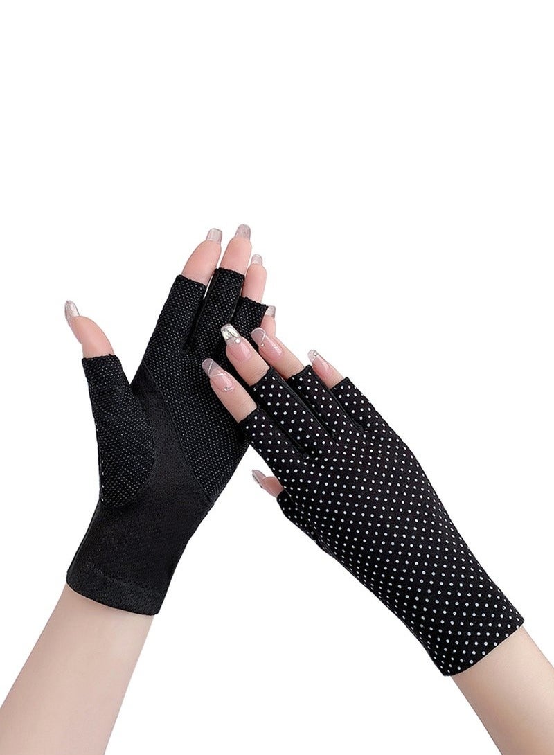 Women Girls Summer Fingerless Gloves, Non-slip UV Protection Driving Gloves Outdoor Gloves - Image 1