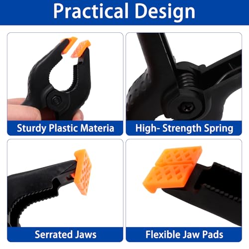 GDFYMI 10Pcs Balck Plastic Spring Clamps 4 Inch Heavy Duty Clips for Woodworking Backdrop Stand Balloon Arch - Image 3