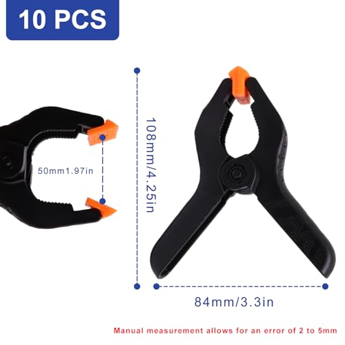 GDFYMI 10Pcs Balck Plastic Spring Clamps 4 Inch Heavy Duty Clips for Woodworking Backdrop Stand Balloon Arch - Image 2