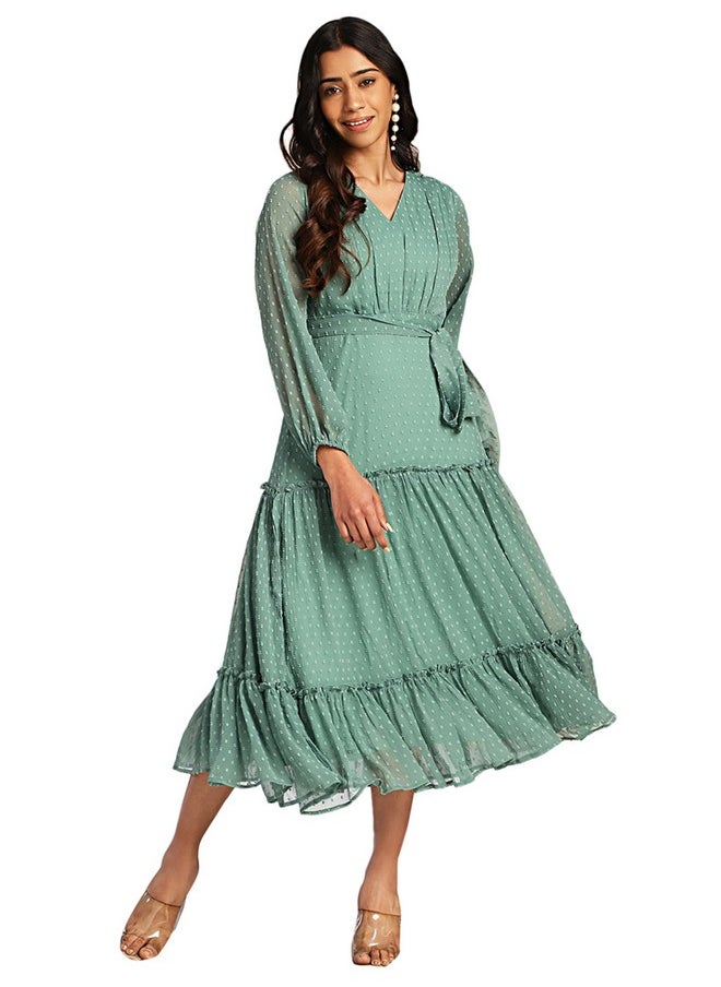 Janasya Women's Sage Dobby Chiffon Solid Tiered Dress(JNE4379-DR-S) - pzsku/Z0B253010E07A00CBD7B0Z/45/_/1736571011/9aeae377-4a12-4588-b3b7-8210a60be9fb