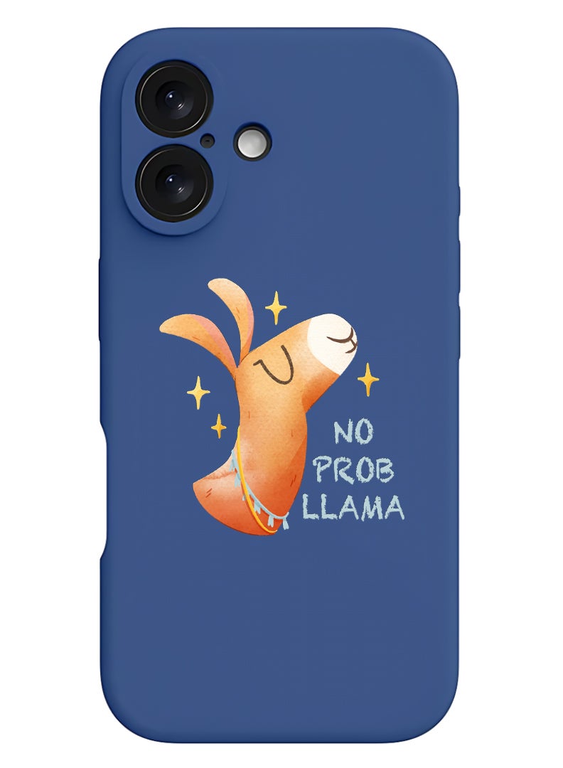 Theodor iPhone 16 Plus Blue Protective Slim Fit Case Liquid Silicone Cover with Full Body Protection Anti-Scratch Shockproof Case For iPhone - No prob llama - Image 1