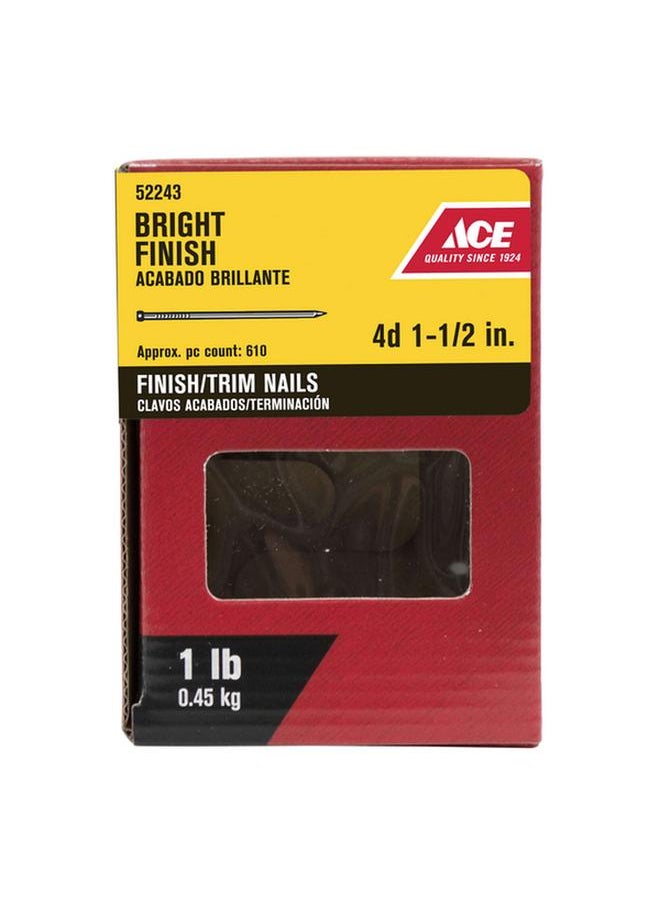 ACE Countersunk Head Smooth Shank 4D Finish and Trim Nail Silver 1-1/2inch 52243  - Image 1