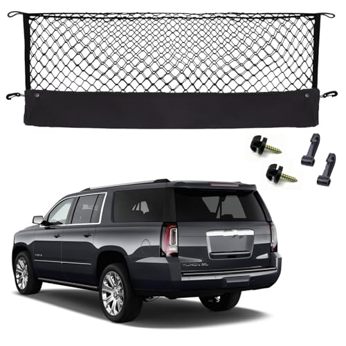 Hacyikee Envelope Style Cargo Net Compatible with Chevrolet Chevy Suburban, Cadillac Escalade GMC Yukon XL Denali SLE SLT AT4 2026 2025 2024 2023 2022 2021 2020-2015 Trunk Car Rear Tailgate Touring Netting - Image 1