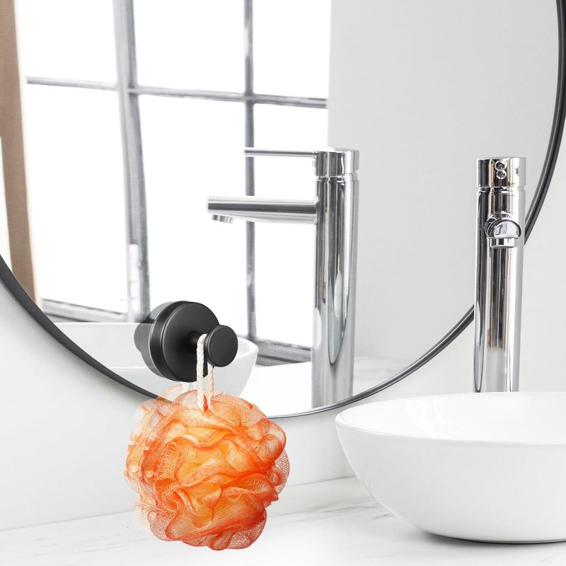 Black Stainless Steel Suction Cup Hooks Heavy Duty Bath Towel Robe Hanger 2pcs - Image 5
