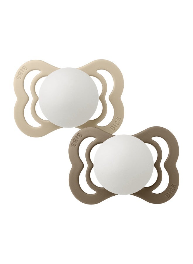 بيبس BIBS Pacifier Supreme 2 PACK Silicone Size 1 Vanilla Glow/Dark Oak Glow - Image 2