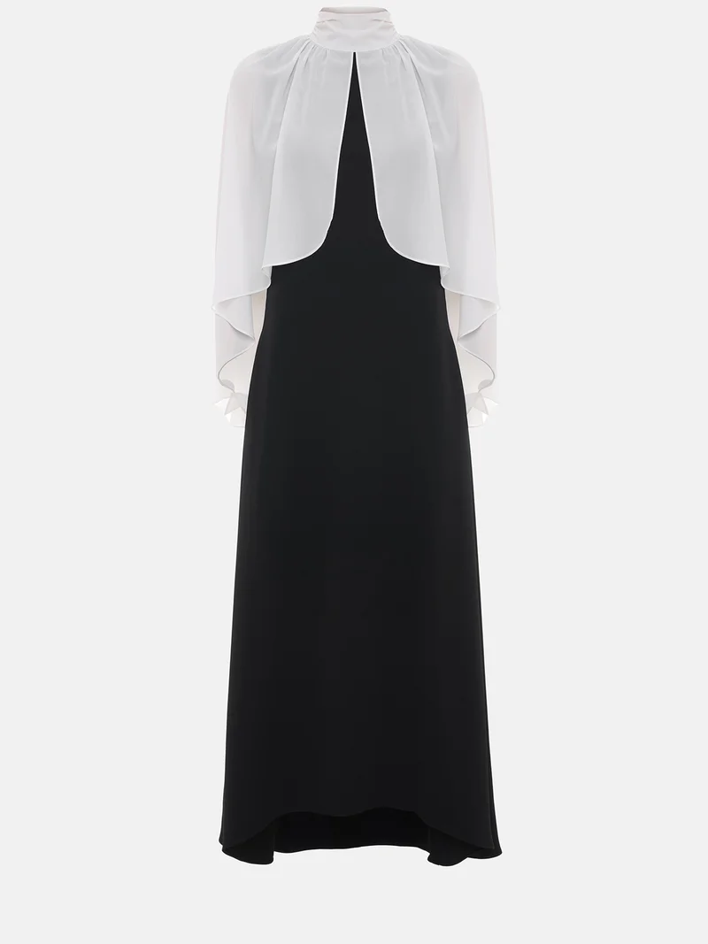 Lichi Maxi dress with voluminous sleeves and bow at the neck