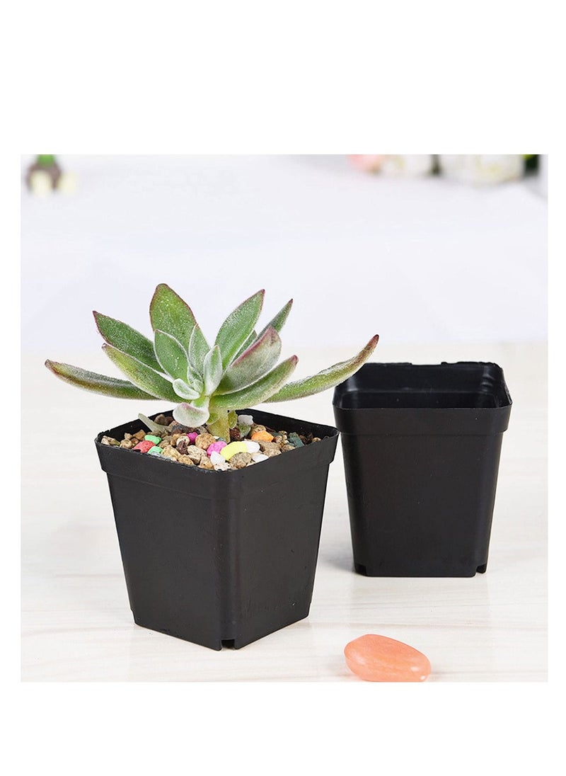 SYOSI - Plastic Square Nursery Pots 36Pcs 3 Inch Plant Seed Starting Pots with Drainage Hole and Saucers for Seedling, Container for Your Room, Garden Office and Balcony Decor, Black - Image 1