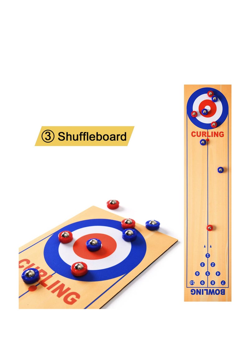 Generic - 3-in-1 Mini Tabletop Shuffleboard, Bowling, and Curling Game with 8 Rollers - Interactive Portable Family Game for Kids and Adults, Perfect for Indoor and Outdoor Parties. - Image 1