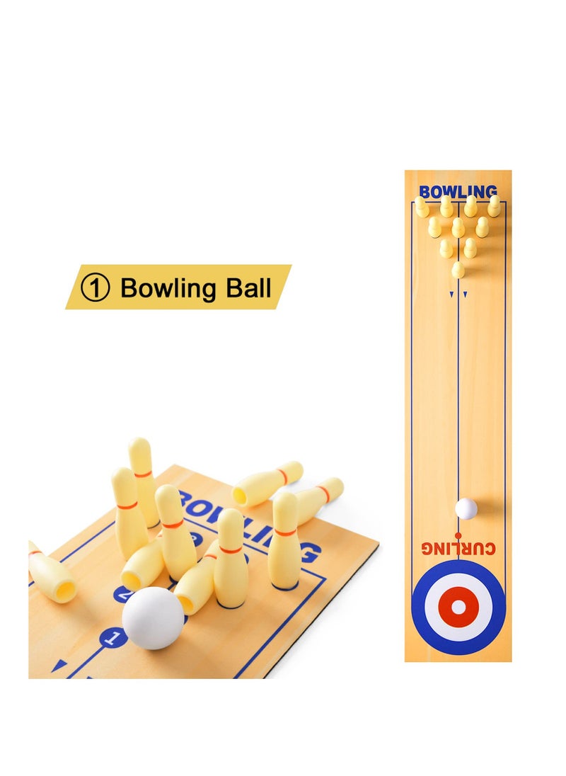 Generic - 3-in-1 Mini Tabletop Shuffleboard, Bowling, and Curling Game with 8 Rollers - Interactive Portable Family Game for Kids and Adults, Perfect for Indoor and Outdoor Parties. - Image 1