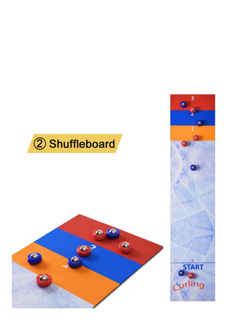 Generic - 3-in-1 Mini Tabletop Shuffleboard, Bowling, and Curling Game with 8 Rollers - Interactive Portable Family Game for Kids and Adults, Perfect for Indoor and Outdoor Parties. - Image 1