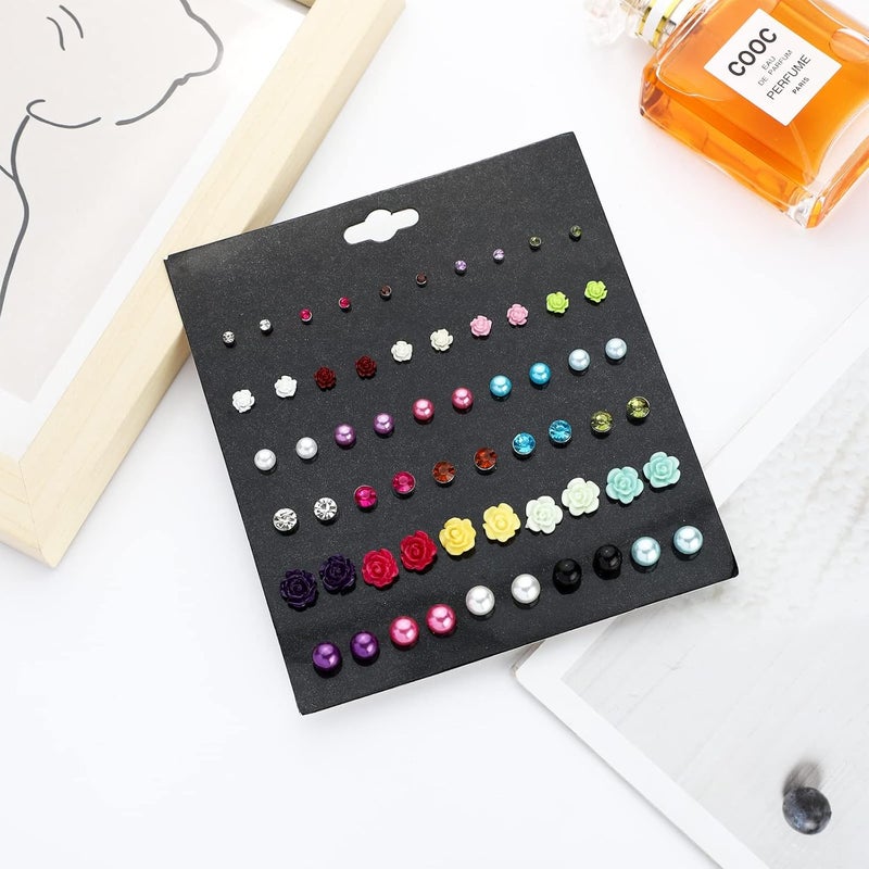 NEWITIN 100 Pairs Colorful Cute Earrings for Girls Sensitive Ears Hypoallergenic Girl Stud Earrings Set Stainless Steel Cartoon Stud for Girls and Women - Image 4