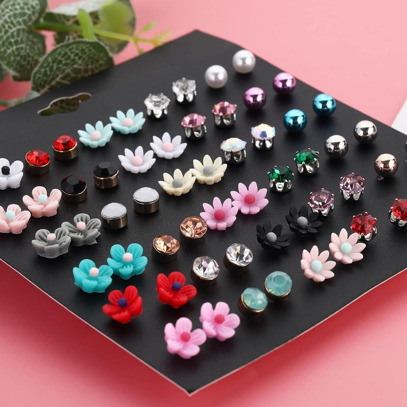 NEWITIN 100 Pairs Colorful Cute Earrings for Girls Sensitive Ears Hypoallergenic Girl Stud Earrings Set Stainless Steel Cartoon Stud for Girls and Women - Image 3