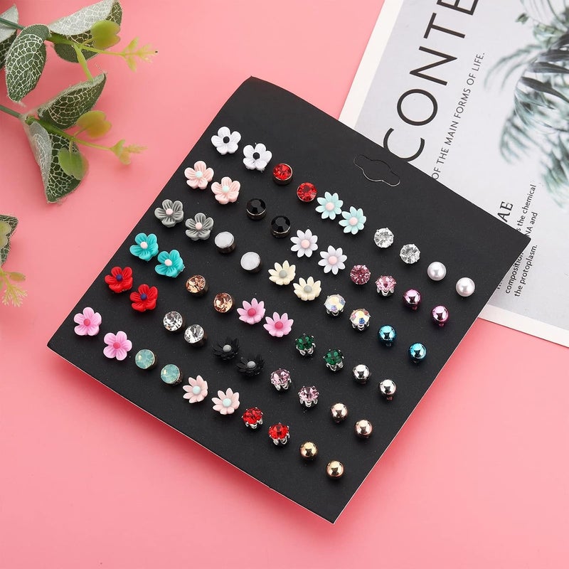 NEWITIN 100 Pairs Colorful Cute Earrings for Girls Sensitive Ears Hypoallergenic Girl Stud Earrings Set Stainless Steel Cartoon Stud for Girls and Women - Image 2