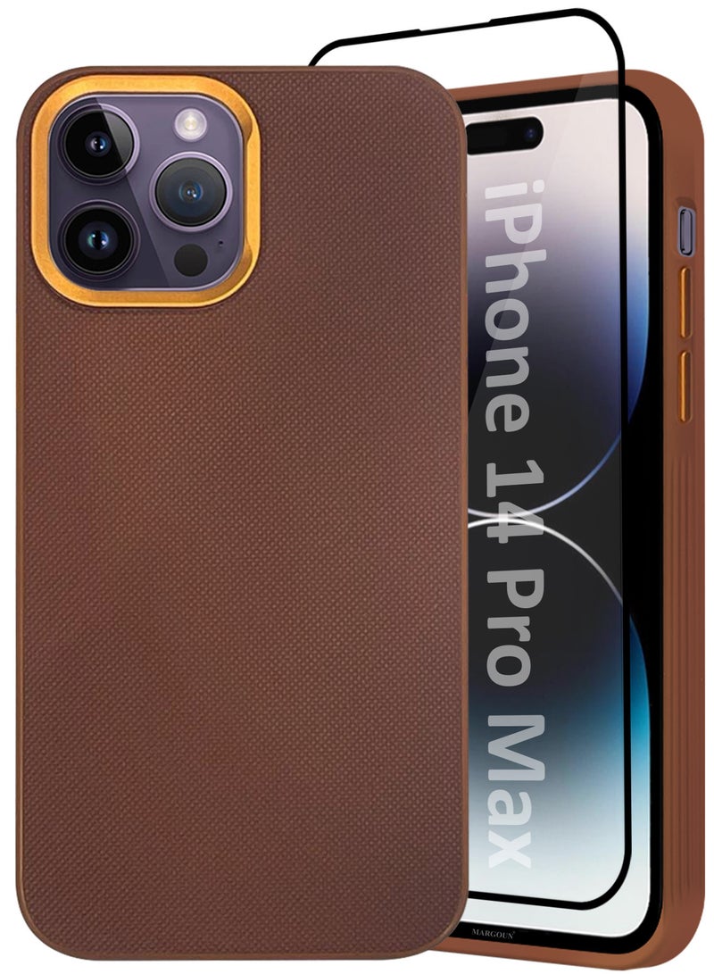 CATANES iPhone 14 Pro Max 2 Pack Vegan Leather Case, 1 Cover with 1 Screen Protector, Slim Fit, Raised Edges for Camera and Screen Protection - Image 2