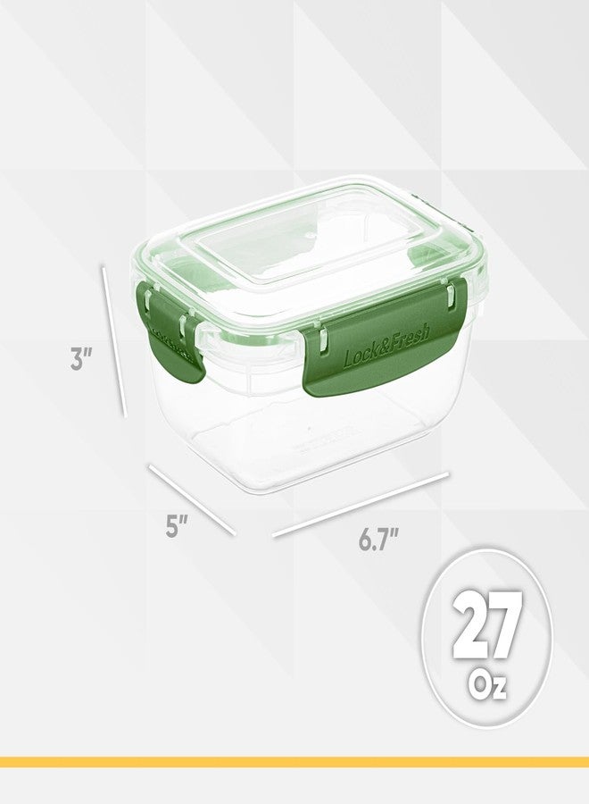 Superio Pack of 2 Plastic Food Storage Containers with Airtight Lids for Kitchen Pantry, Fridge- 27 Oz, BPA Free, Leakproof, Stackable Sealed Containers,- Microwave, Dishwasher, Freezer Safe, Green - Image 2