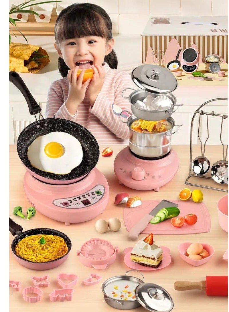 I LOVE KIDS Real Cooking Kitchen Toy Set,26 PCS Mini Electric Cooking Set,Gifts For Kids 4 Years+ - Image 1