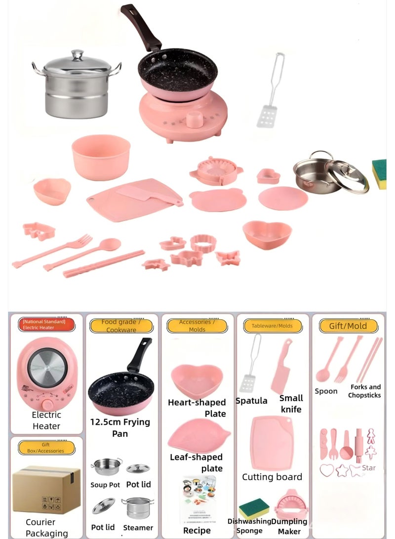 I LOVE KIDS Real Cooking Kitchen Toy Set,26 PCS Mini Electric Cooking Set,Gifts For Kids 4 Years+ - Image 2