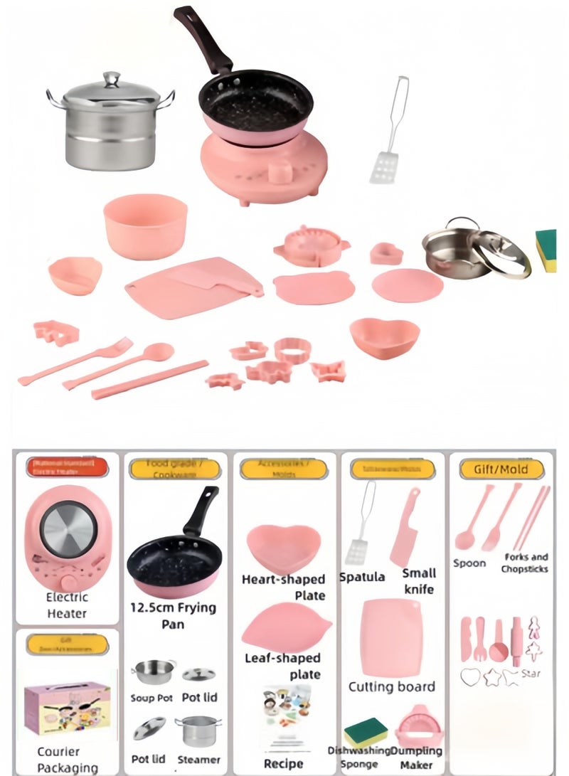 I LOVE KIDS Real Cooking Kitchen Toy Set,26 PCS Mini Electric Cooking Set,Gifts For Kids 4 Years+ - Image 2