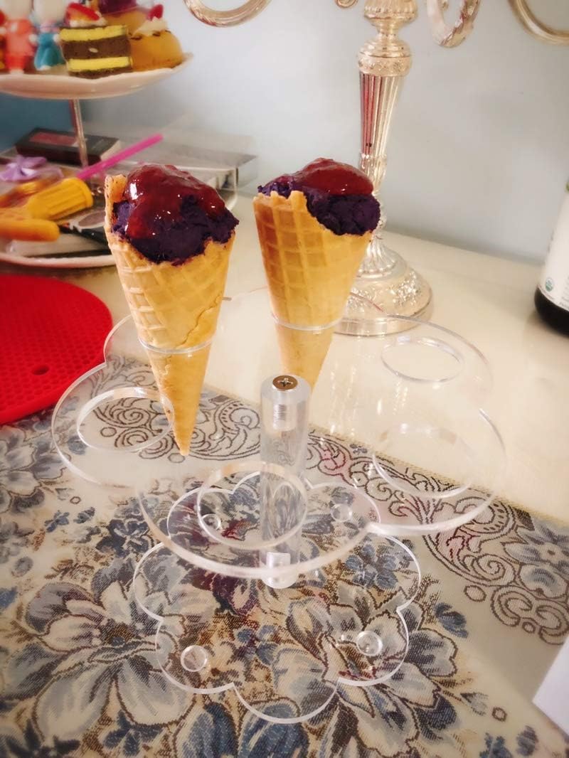 EHKO 8-Hole Acrylic Ice Cream Cone Holder Stand - Ideal for Waffle Cones, Mini Ice Cream Cones, Snow Cones, Sushi, Popcorn & Sweets - Durable, Stylish Display Stand - Image 2