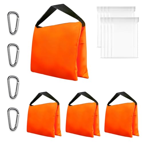 EMART 4 Pack Orange Sand Bags for Weight, Heavy Duty Sandbags for Light Stand Tripod, Photography Equipment, Canopy Weights, Pop Up Tent, Umbrella Base, Backdrop Stand, Camping, Fishing Chair, Sports - Image 1