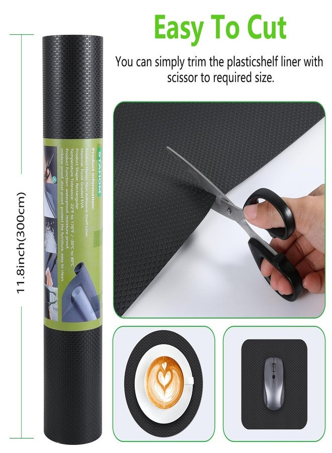 StaHom Black Shelf Liners for Kitchen Cabinets Non Adhesive Drawer Liner for Bathroom Waterproof Refrigerator Liners for Shelves Fridge Plastic Mats Cabinet Cupboard Liner 11.8 x 59 Inches - Image 3