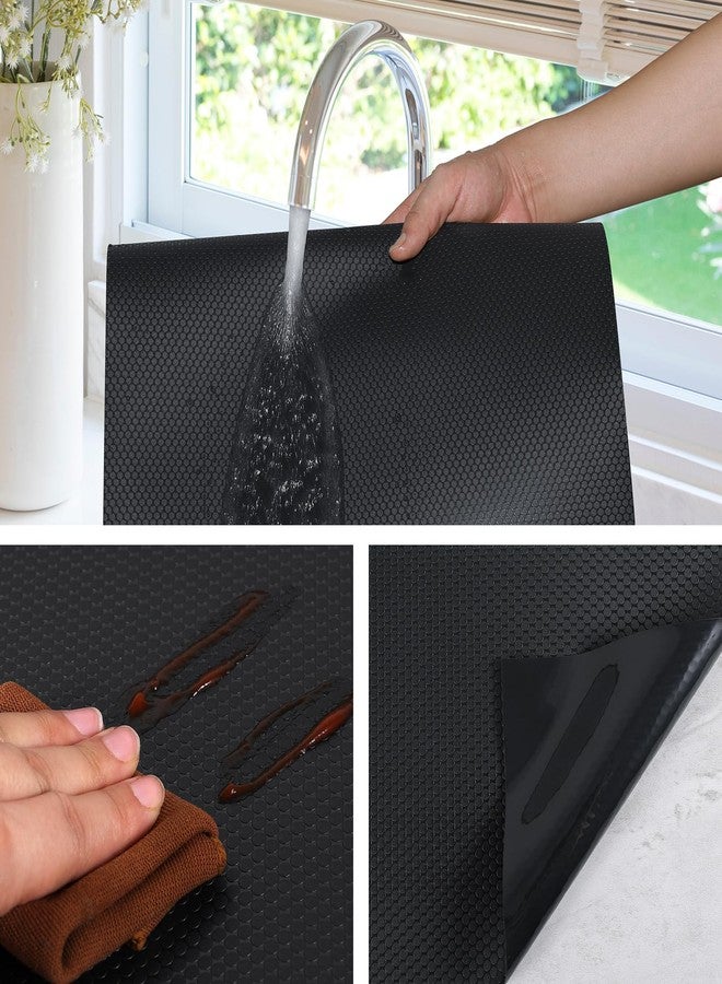 StaHom Black Shelf Liners for Kitchen Cabinets Non Adhesive Drawer Liner for Bathroom Waterproof Refrigerator Liners for Shelves Fridge Plastic Mats Cabinet Cupboard Liner 11.8 x 59 Inches - Image 4