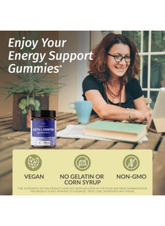 HERBAMAMA HERBAMAMA Acetyl L-Carnitine Energy Gummies - 1500 mg ALCAR Energy Support Supplements for Women and Men - Vegan, Gelatin-Free, Non-GMO - 60 Blueberry-Flavored Chews  - Image 2