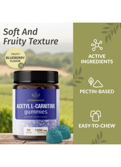 HERBAMAMA HERBAMAMA Acetyl L-Carnitine Energy Gummies - 1500 mg ALCAR Energy Support Supplements for Women and Men - Vegan, Gelatin-Free, Non-GMO - 60 Blueberry-Flavored Chews  - Image 4
