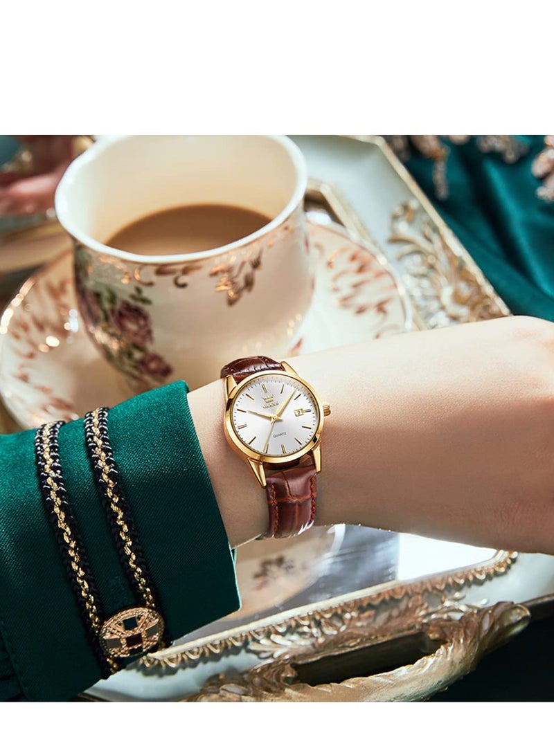 OLEVS Elegant Women's Watch Brown Leather  Watch - Image 2
