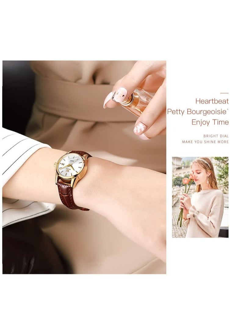 OLEVS Elegant Women's Watch Brown Leather  Watch - Image 3