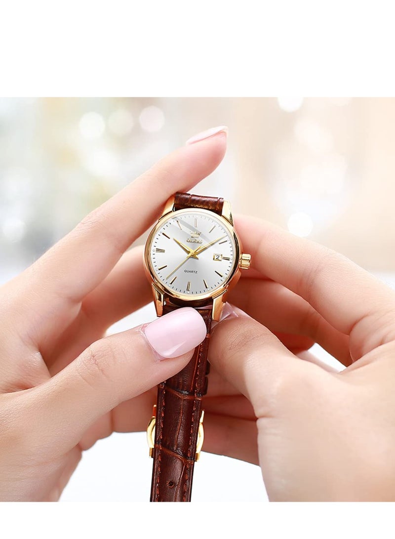 OLEVS Elegant Women's Watch Brown Leather  Watch - Image 4