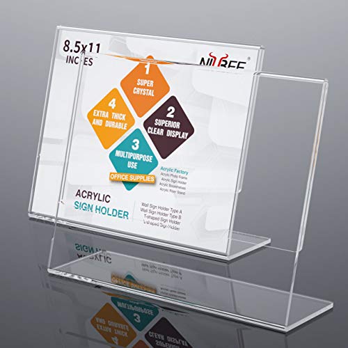 NIUBEE Acrylic Sign Holder 8.5x11 Inches 3 Pack Landscape, Slant Back Clear Paper Frames, Plastic Flyer Display Holder, Document Menu Table Stand for Office, Store, Restaurant -Horizontal - Image 2