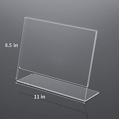 NIUBEE Acrylic Sign Holder 8.5x11 Inches 3 Pack Landscape, Slant Back Clear Paper Frames, Plastic Flyer Display Holder, Document Menu Table Stand for Office, Store, Restaurant -Horizontal - Image 3