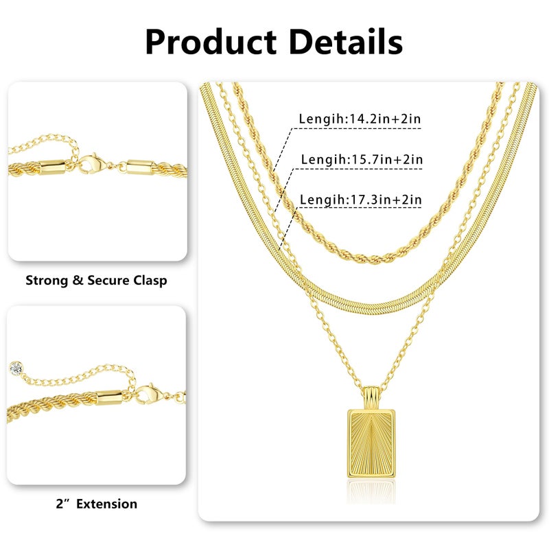 Kyerlyn layered gold necklaces for womenï¼ŒStackable Simple 14K Gold Plated Chain Necklace Layering Fashion Pendant herringbone Necklaces Trendy gold Jewelry for women trendy Set Gifts - Image 5