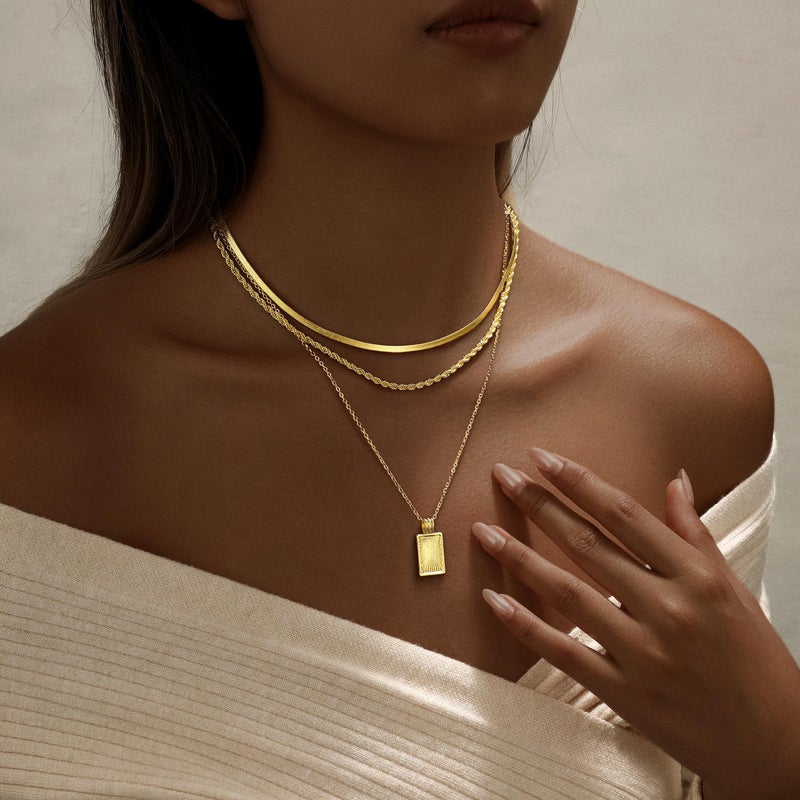 Kyerlyn layered gold necklaces for womenï¼ŒStackable Simple 14K Gold Plated Chain Necklace Layering Fashion Pendant herringbone Necklaces Trendy gold Jewelry for women trendy Set Gifts - Image 2
