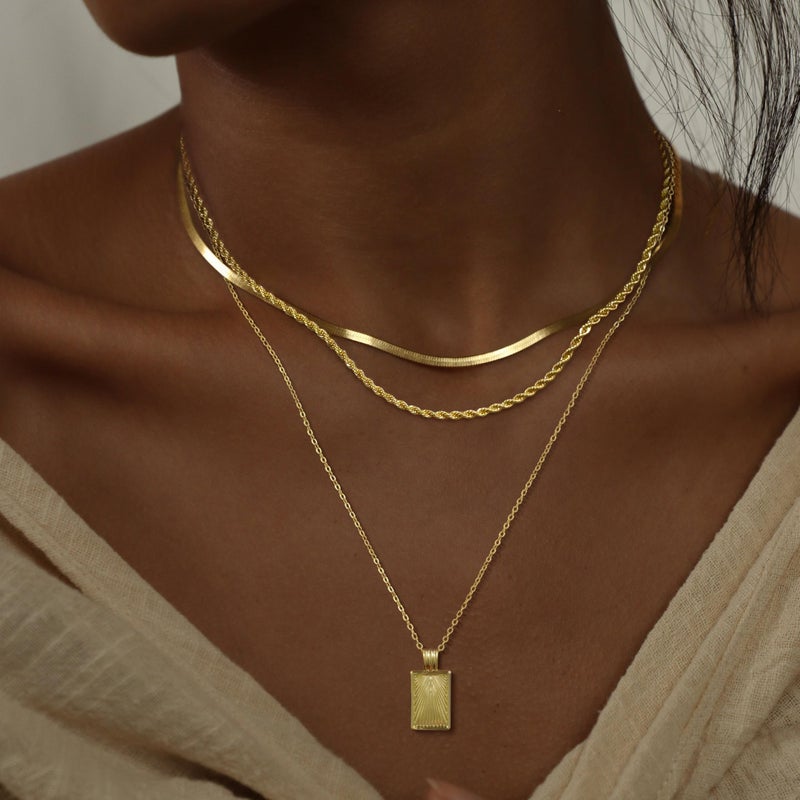 Kyerlyn layered gold necklaces for womenï¼ŒStackable Simple 14K Gold Plated Chain Necklace Layering Fashion Pendant herringbone Necklaces Trendy gold Jewelry for women trendy Set Gifts - Image 4