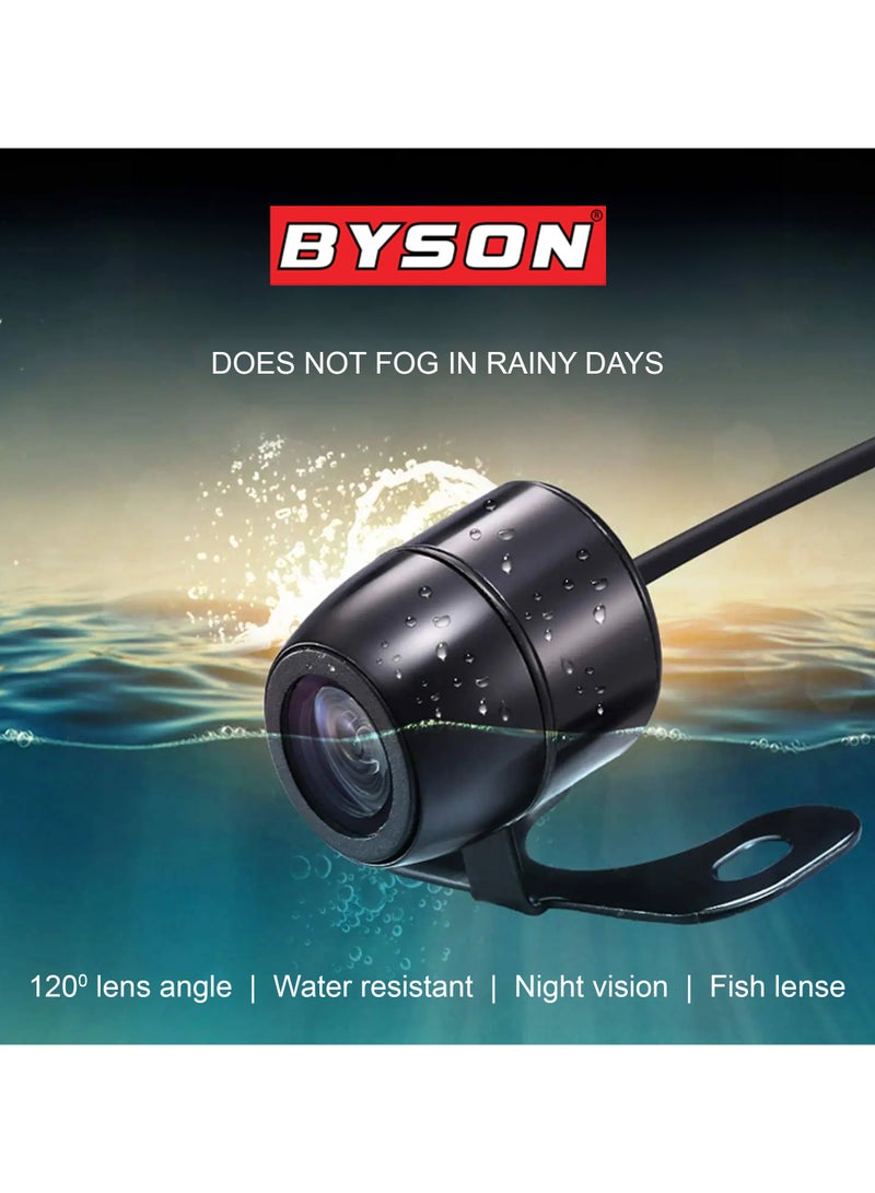 BYSON Round Rear Camera with Fish Lens and Stand - Wide Angle CVBS Output, Clear Imaging, Weather Resistant, Compact Design for Safer Reversing, Monitoring, and Parking - Image 3