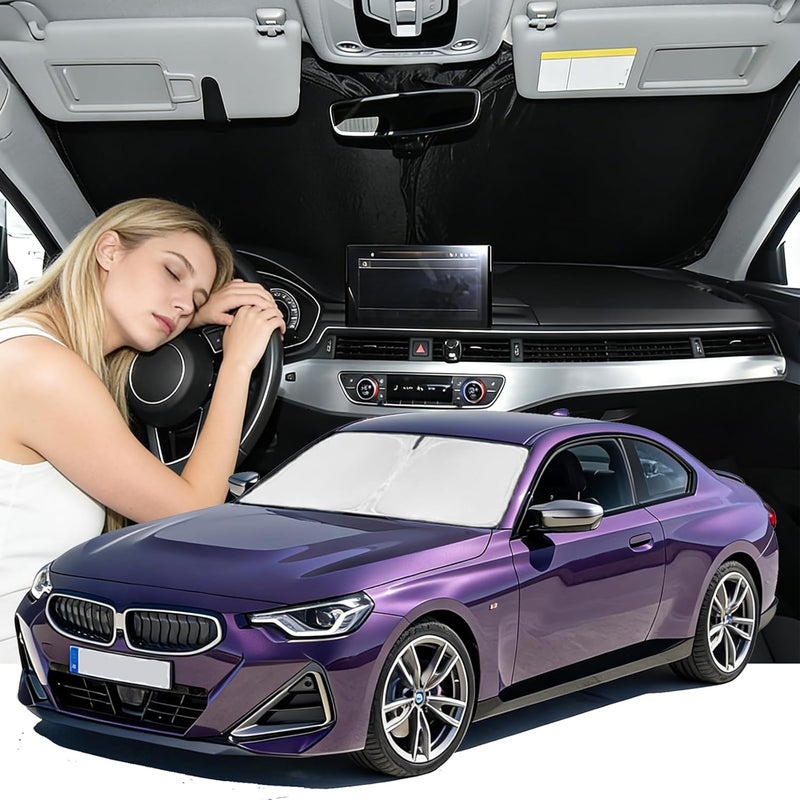 ZOIBV Windshield Sunshade for BMW 2-Series 2017-2021 Sun Shade Car Windshield Accessories Upgrade 4 Layers Blocks UV Rays Custom Fit 2-Series 240T Car Window Shades Front Windshield Keep Cool Foldable Global flexible assemble picks - Image 1