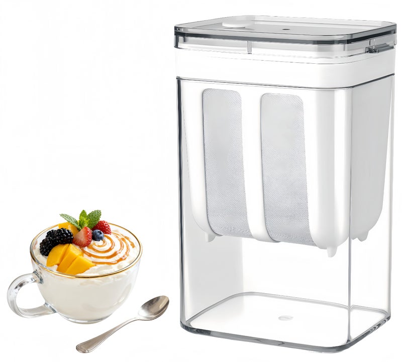 FindXeink Yogurt Strainerâ€”[1.16QT/0.29GAL] Total & [0.55QT/0.1375GAL] Filter, Greek Yogurt Strainer Yogurt Press, BPA-Free PP Strainer for Whey Separation & Greek Yogurt Maker(Total1.16QT) - Image 1