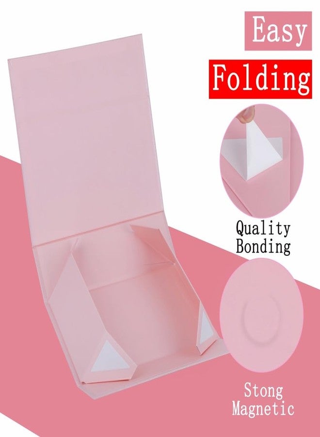 علبة هدايا فاخرة من UoeRing، لون وردي، مقاس 13.5 × 11.8 × 4.7 بوصة، مزودة بغطاء قابل للطي وإغلاق مغناطيسي، مثالية لأعياد الميلاد. تحتوي على بطاقة، شريط، ورق مناديل، وحشو من الورق المقطّع. - Image 4