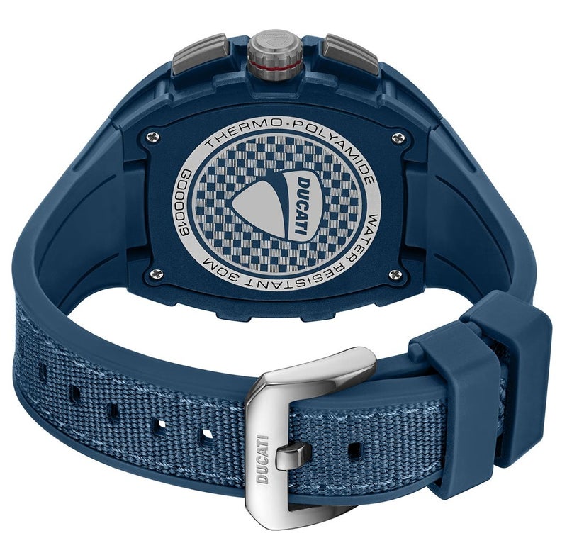 دوكاتي Ducati Men's Watch Dual Time Blue Combined Materials Strap DT013 - Image 3