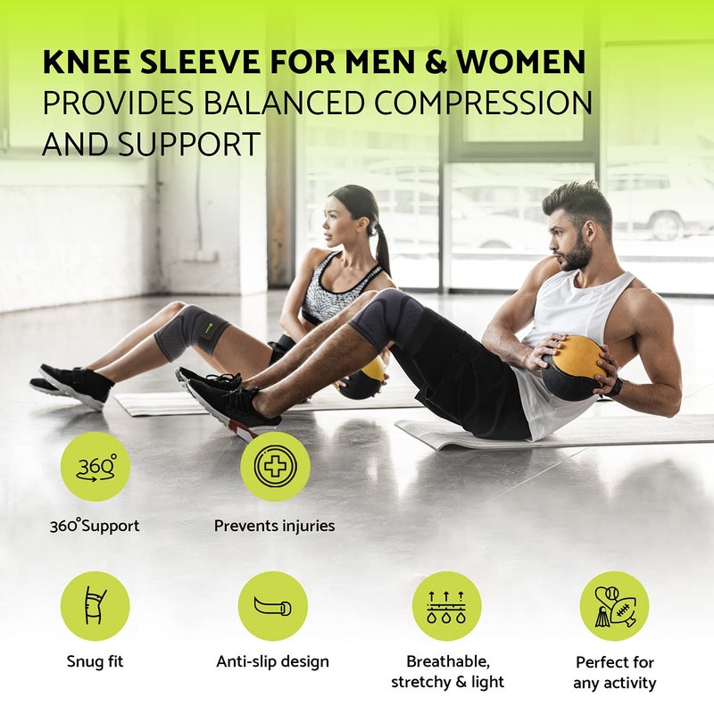 GARNO Knee Brace For Knee Pain, Compression Sleeve with Strap for Patella and IT Band Support; Relief for Arthritis, Meniscus, ACL; Men & Women; Running, Workout, Weightlifting (Medium) - Image 2