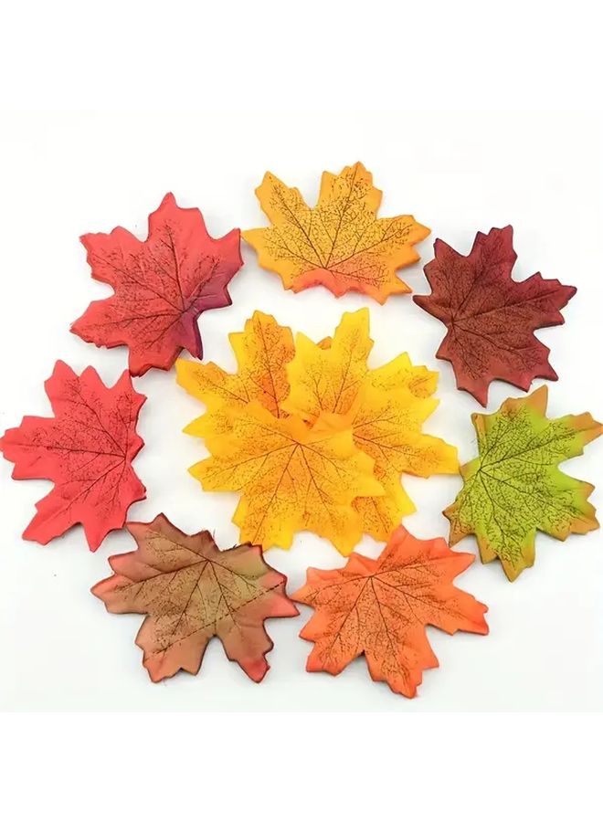 200pcs Mixed Colors Artificial Maple Leaf Wreath Realistic Fall Foliage Orange Red Yellow Green Brown Golden Plastic Indoor Outdoor Home Wedding Christmas Thanksgiving Tabletop Or Wall Hanging No Maintenance Required - Image 2