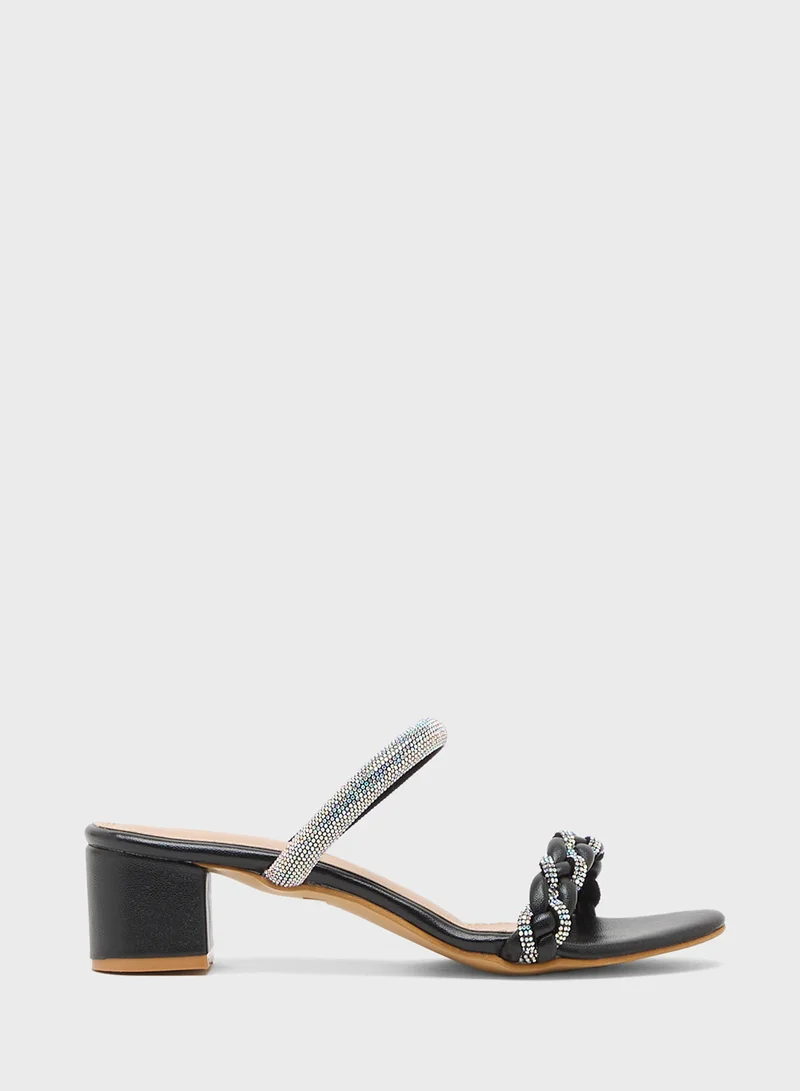 Pink Step Diamante Heeled Sandal