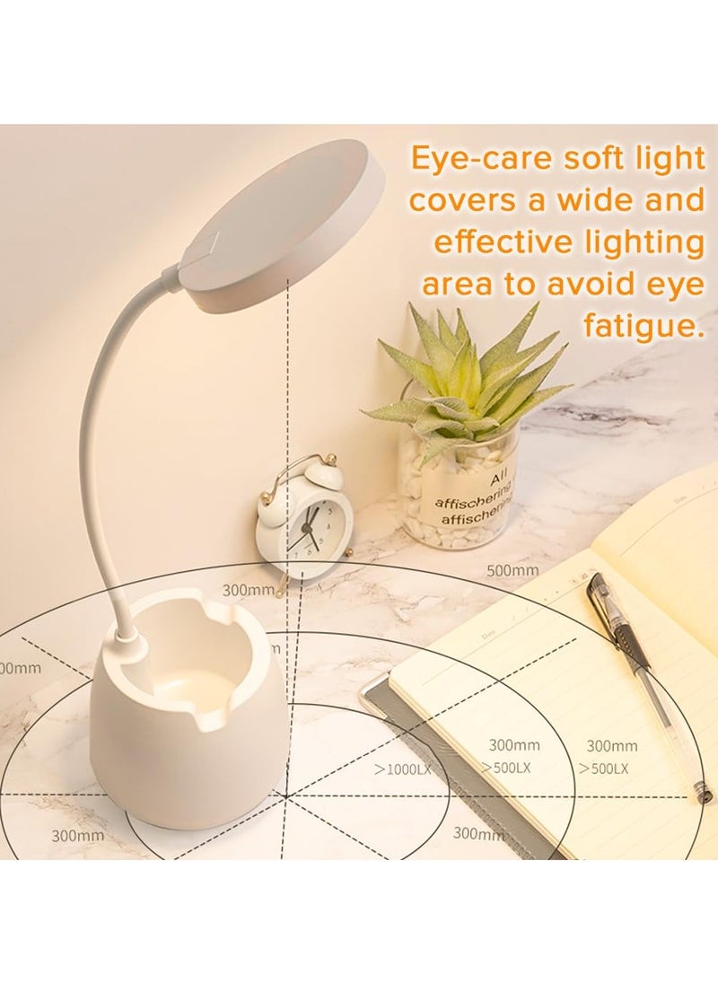 Alruht - Desk Lamp, Touch Lamp with 3 Colour Modes, 360° Adjustable Arm, LED Table Lamp for Home Office, Dimmable Desk Lamp with Pen and Phone Holder (White) - Image 1