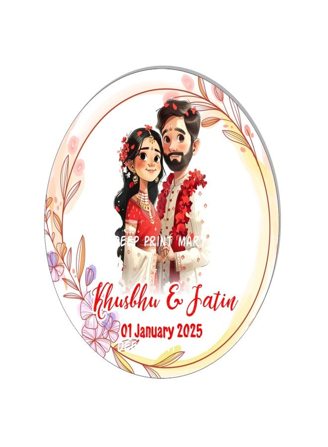 Deep Print Mart Wedding Sticker Size 2.25 Inch - 60 Pcs Self-Adhesive Return Gift Stickers for Wedding, Mehendi, Marriage Anniversary Functions (DESIGN-07) - Image 1