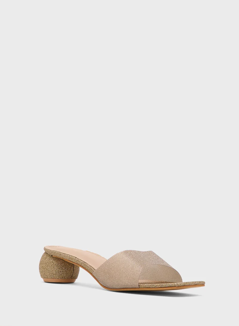 Pink Step Low Heeled Sandal
