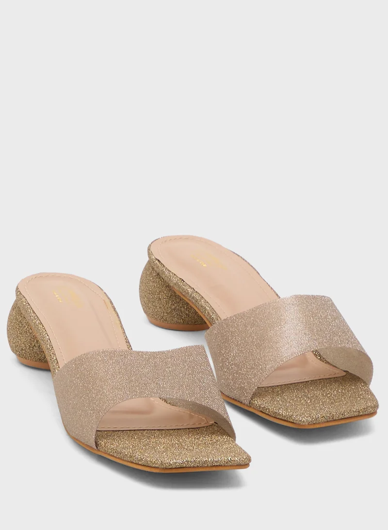 Pink Step Low Heeled Sandal