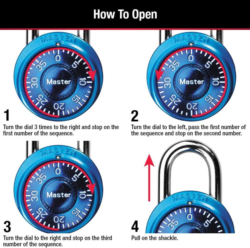 Master Lock 1533TRI Mini Combination Padlock Set, Assorted Colors - Pack of 3 - Image 5