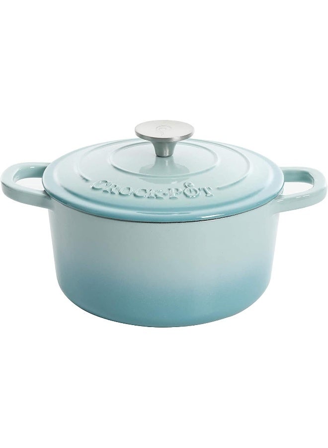 Crock-Pot Artisan Round Enameled Cast Iron Dutch Oven, 5-Quart, Aqua  - Image 1